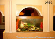 Встроенный в стенной проем аквариум просматривается из обоих помещений.