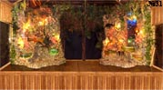 Восточный стиль интерьера подчеркнут применением бамбука в облицовке поверхностей и композицией из парных водопадов с обилием тропических растений и свисающих с потолка лиан.