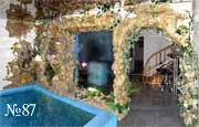 Интерьер бассейна в загородном доме украшен водной панелью. В оформлении использованы кораллы и морские звезды. С обратной стороны стены он тоже виден (см. фото №88).