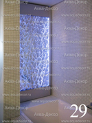 Пузырьковая панель может служить оригинальной перегородкой комнат. Плоскость поднимающихся пузырьков в композиции с грамотным освещением – станет изящным украшением, как частного, так и общественного помещения.